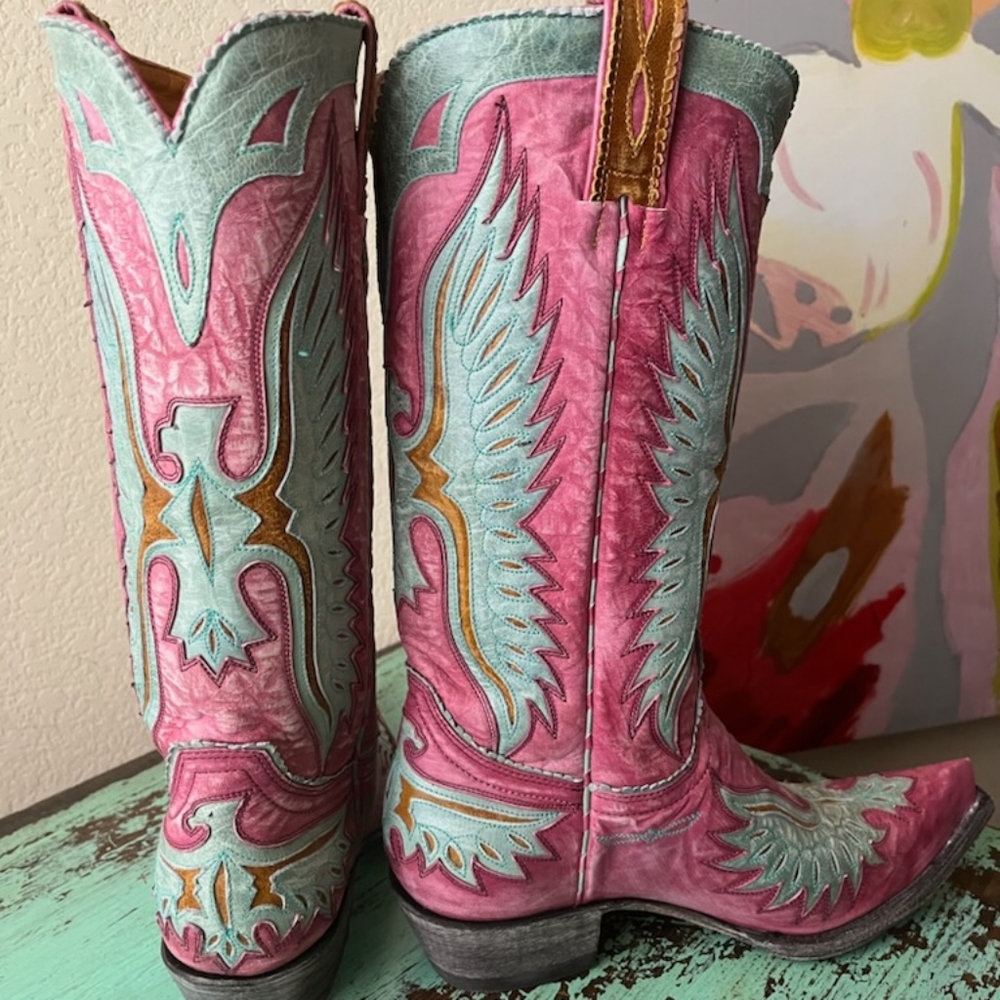 Old Gringo 13" Eagle Purple Pink Aqua Buttercup Boots Size 8. 5B